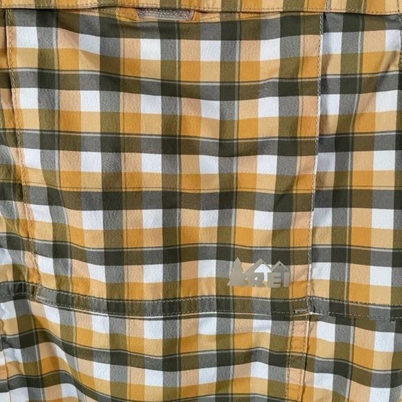 REI Men’s Yellow Plaid Outdoor Shirt Vented M - Picture 3 of 11